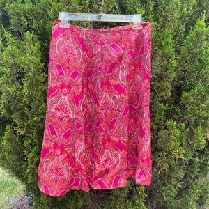 NWT Ann Taylor Y2K Paisley Print Boho Bohemian Hippie Skirt Pink Orange Size 8